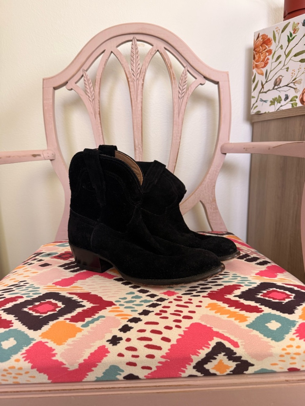 Tecovas Black Suede Western Ankle Boots
